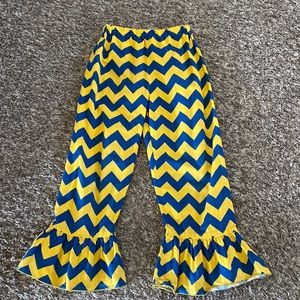 Chevron school spirit fun flare pants for Michigan Wolverine or UCLA fans